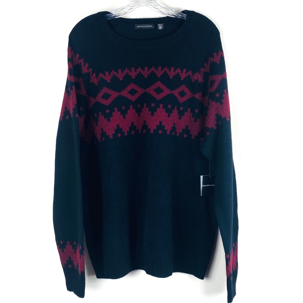 Saks Fifth Avenue Grandpa Sweater Size Large Black